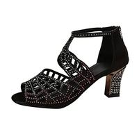 HAOLEI Women Diamond Sandals Sequin Pointed Toe Kitten High Heel Latin Ballroom Dance Shoes Glitter Rhinestones Salsa Latin Dancing Heels