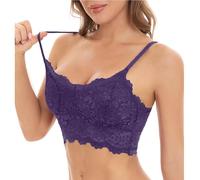 HAOLEI Women Lace Bralette Camisole Bras V Neck Padded Bralette Seamless Bandeau Sleeping Bra Tube Crop Vest Top Sexy Backless Corset with Straps and Removable Pads for Ladies UK Clearance