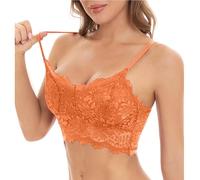 HAOLEI Women Lace Bralette Camisole Bras V Neck Padded Bralette Seamless Bandeau Sleeping Bra Tube Crop Vest Top Sexy Backless Corset with Straps and Removable Pads for Ladies UK Sale Clearance