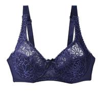 HAOLEI Women Lace Push Up Bra Minimizer Bras Comfort Cushion Strap Wirefree Full Coverage Large Bust Non-Padded Bra Ladies Everyday Bra with Adjustable Straps Dark Blue