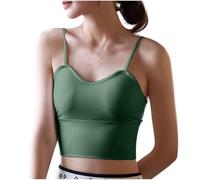HAOLEI Women Padded Sports Bra Cropped Camisole Tops with Built in Bra Fitness Workout Running Solid Sleeveless Shirts Yoga Tank Top Stretch Camisole Top Spaghetti Strap Bralette Crop Tops UK Sale