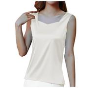 HAOLEI Women Silk Tank Tops UK Plus Size Soft Square Neck Vest Top Loose Fit Summer Satin Silk Camisoles Sleeveless T-Shirt Dressy Blouse Wide Straps Ladies Cami Shirt Sale Clearance M-4XL