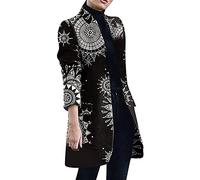 HAOLEI Women Tweed Blazer Jacket Elegant Casual Lapel Collar Open Front Cardigan Blazer Regular Fit Longline Suit Jacket Outerwear Winter Autumn Trench Coat Ladies UK Size 8-16