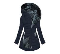 HAOLEI Womens Coats Sale Clearance Fleece Lined Hooded Jacket Quilted Ladies Parka Coat Mid Length Zipper Outdoor Outwear Tops Plain Outdoor Cotton Thick Warm Padded Winter Coat UK Size 8-16