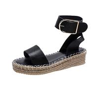 HAOLEI Womens Espadrille Sandals Sale Clearance Ankle Strap Thick Bottom Wedge Sandals Open Toe Flatforms Comfy Summer Braided Buckle Platform Sandalen Wide Fit Ladies Sandals UK Size 3-7.5