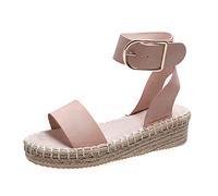 HAOLEI Womens Espadrille Sandals Sale Clearance Ankle Strap Thick Bottom Wedge Sandals Open Toe Flatforms Comfy Summer Braided Buckle Platform Sandalen Wide Fit Ladies Sandals UK Size 3-7.5