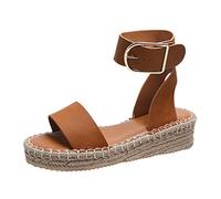 HAOLEI Womens Espadrille Sandals Sale Clearance Ankle Strap Thick Bottom Wedge Sandals Open Toe Flatforms Comfy Summer Braided Buckle Platform Sandalen Wide Fit Ladies Sandals UK Size 3-7.5