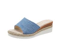 HAOLEI Womens Espadrilles Slip on Wedge Sandals Platform Open Toe Slides Summer Dressy Mules Shoes Slippers Ladies Beach Non-Slip Causal Slippers UK Clearance Size 3-7.5