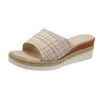 HAOLEI Womens Espadrilles Slip on Wedge Sandals Platform Open Toe Slides Summer Dressy Mules Shoes Slippers Ladies Beach Non-Slip Causal Slippers UK Clearance Size 3-7.5