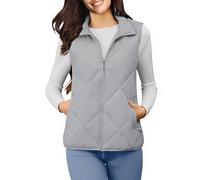 HAOLEI Women's Gilets and Bodywarmers Puffer Gilet Ladies Quilted Jacket Lightweight Petite Down Jackets Casual Full Zip Plain Sleeveless Winter Warm Padded Waistcoat Parka Coat with Pockets