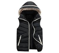 HAOLEI Women's Gilets and Bodywarmers with Hood UK Clearance Puffer Gilet Quilted Down Jacket Lightweight Casual Full Zip Padded Parka Coat Waistcoat Plain Sleeveless Warm Winter Vest Ladies