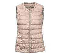 HAOLEI Women's Gilets Sale Clearance UK Packable Bodywarmers Quilted Puffer Jacket Lightweight Down Jacket Casual Full Zip Plain Sleeveless Warm Padded Waistcoat Winter Vest Ladies Gilet Plus Size