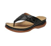 HAOLEI Womens Orthopedic Sandals Sale Clearance Ladies Comfy Flip Flops Post Thong Slippers Summer Flat Roman Sliders Low Wedge Open Toe Breathable Beach Shoes UK Size 3-7.5