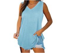HAOLEI Women's Sports Vests UK Clearance,Plus Size Tank Tops Loose Fit Gym Vest Tops Ladies V Neck Sleeveless Tshirts Longline Tunic Tops for Leggings Camisoles Blouse Tee Summer Cami Tops