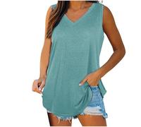 HAOLEI Women's Sports Vests UK Clearance,Plus Size Tank Tops Loose Fit Gym Vest Tops Ladies V Neck Sleeveless Tshirts Longline Tunic Tops for Leggings Camisoles Blouse Tee Summer Cami Tops