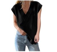 HAOLEI Womens Tank Tops Knitted Loose Fit UK Sale Clearance Sleeveless Jumper Ladies V-Neck Vest Top Winter Knit Ribbed Sweater Pullover Tanks Size S-XL