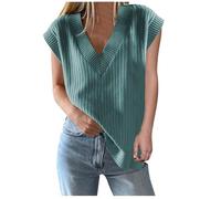 HAOLEI Womens Tank Tops Knitted Loose Fit UK Sale Clearance Sleeveless Jumper Ladies V-Neck Vest Top Winter Knit Ribbed Sweater Pullover Tanks Size S-XL