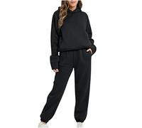 HAOLEI Womens Tracksuit Set Full UK Plain Long Sleeve Hoodie and Jogging Bottoms 2 Piece Outfit Casual Loose Sweatshirt Co Ord Set Sweat Suit Aesthetic Sport Gym Tracksuits Ladies