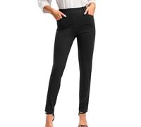 HAOLEI Work Trousers Women UK Clearance Stretch Fit Work Bottoms Elasticated Waist Straight Leg Pull On Smart Casual Business Office Tapered Pants Ladies Work Trousers with Pockets Black