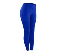 HAOLEI Yoga Leggings for Women UK Sale Clearance Tummy Control High Waist Ladies Jogging Bottoms Stretchy Loose Fit Workout Trousers Gym Joggers Casual Sports Pants Fitness Leggings with Pockets Blue