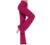HAOLEI Yoga Pants for Women UK Clearance,High Waist Flare Leggings Ladies Bootcut Wide Leg Bottoms Stretch Bootleg Drawstring Loose Fit Workout Gym Joggers Casual Lounge Wear Work Flare Trousers Wine
