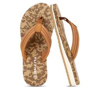 HAOLIRA Flip Flops for Women Comfortable Lightweight Arch Support Walking Thong Sandals Non-Slip Summer Ladies Slip On Beach Pool Slippers (Camouflage Yellow 37/UK 4)