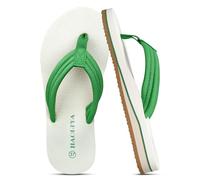 HAOLIRA Flip Flops for Women Comfortable Lightweight Arch Support Walking Thong Sandals Non-Slip Summer Ladies Slip On Beach Pool Slippers (Green/White 38/UK 5)
