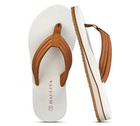 HAOLIRA Flip Flops for Women Comfortable Lightweight Arch Support Walking Thong Sandals Non-Slip Summer Ladies Slip On Beach Pool Slippers (Yellow/White 41/UK 8)