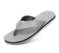 HAOLIRA Mens Flip Flops with Arch Support Leather Thong Sandals Comfortable Walking Non-Slip Summer Outdoor Slip on Slippers for Beach Pool UK Size 8-13 (03 Grey 45/UK 12)