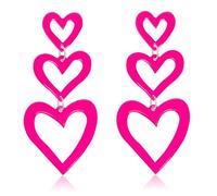 Haolry Neon Heart Earrings for Women Acrylic Neon Earrings 80s 90s Outfit for Women Glow Party Accessories Gifts Hot Pink Orange Green Yellow, S, Acrylic, No Gemstone
