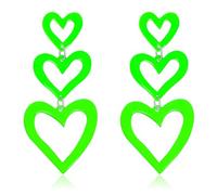 Haolry Neon Heart Earrings for Women Acrylic Neon Earrings 80s 90s Outfit for Women Glow Party Accessories Gifts Hot Pink Orange Green Yellow, Small, Acrylic, No Gemstone