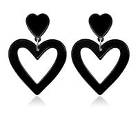 Haolry Neon Heart Earrings for Women Acrylic Neon Earrings 80s 90s Outfit for Women Glow Party Accessories Gifts Hot Pink Orange Green Yellow, S, Acrylic, No Gemstone