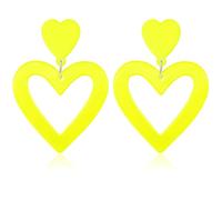 Haolry Neon Heart Earrings for Women Acrylic Neon Earrings 80s 90s Outfit for Women Glow Party Accessories Gifts Hot Pink Orange Green Yellow, S, Acrylic, No Gemstone