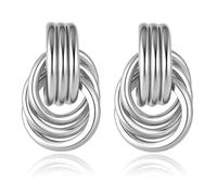 Haolry Trendy Chunky Knot Earrings for Women Statement Gold Drop Hoop Chunky Hoop Earrings Hypoallergenic Fashion Jewelry Gifts, S, Brass, No Gemstone