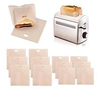 HAOMEEDUO Pack of 12 Toaster Bags, Reusable Sandwich Toast Bags, Heat Resistant Toaster Bag, Non-Stick Toast Bags, 2 Sizes, Sandwich Bags, Toaster Bags, Toast Bags for Pizza