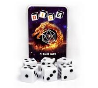 HAOMEJA 6 Pcs 16mm White Dice Set - Standard Opaque D6 Game Dice for Board Games, DND, RPG, Yahtzee, Math Teaching - Classic 6-Sided Dice with Easy-Read Pips, Party Gifts (3 White)