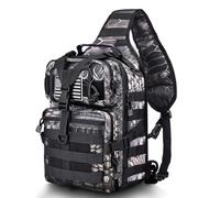 HAOMUK Tactical Sling Bag Pack Military Rover Shoulder Sling Backpack EDC Molle Assault Range Bag Everyday Out Carry Diaper Bag Carry Bag with USA Flag Patch Small