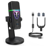 Haomuren Gaming USB Microphone for PS4/5/Mac/iPhone PC, Condenser Mic with Noise Cancelling, RGB Mute Gain Control for Streaming/Discord/YouTube/Podcast