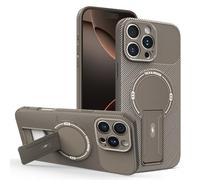 HAONANDE for Honor X9B 5G / Honor Magic6 Lite 5G Magnetic Phone Case with Kickstand, Compatible with MagSafe Wireless Charging, Carbon Fibre Shockproof Protective Cover, Slim Men Case Brown