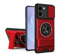 HAONANDE for OnePlus 15R 5G/OnePlus Ace 6T Magnetic Kickstand Phone Case with Ring Stand, Sliding Camera Cover Military Armour Shockproof Case Compatible with MagSafe Wireless Charging Red