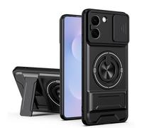 HAONANDE for OnePlus 15R 5G/OnePlus Ace 6T Magnetic Kickstand Phone Case with Ring Stand, Sliding Camera Cover Military Armour Shockproof Case Compatible with MagSafe Wireless Charging Black