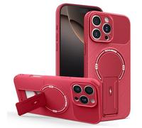 HAONANDE for OPPO Reno 15 Pro Max Magnetic Phone Case with Kickstand, Compatible with MagSafe Wireless Charging, Carbon Fibre Shockproof Protective Cover, Slim Men Case Red