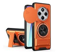 HAONANDE for Xiaomi Poco C75/Poco M7 5G Magnetic Kickstand Phone Case with Ring Stand, Sliding Camera Cover Military Armour Shockproof Case Compatible with MagSafe Wireless Charging Orange