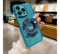 HAONANDE Magnetic Glitter Case for Realme 15X 5G / Realme C85,Luxury Plating Cute Bling Sparkling Shiny Kickstand Clear Phone Case for Women Girls, Transparent Cover with Camera Protector Blue