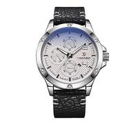 Haonb Men's Watches Casual Sports Watch Waterproof Leather Classic Quartz Watch,Gentleman White