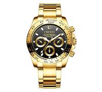 Haonb Men's Watches Electroplated All-Gold Watch Luminous Waterproof Quartz Business Watch Black Face