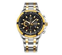 Haonb Men's Watches,Fake Three Eye Sports Calendar Waterproof Watch Gold Shell Between The Gold Belt