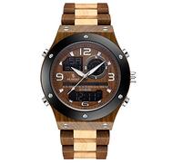 HAONB Men's Watches LCD Double Display Sandalwood Watch Waterproof Trend Casual Bamboo and Wood Watch, Zebra Pattern