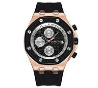 Haonb Men's Watches,Multi-Function Running Seconds Sports Waterproof with Calendar Function Quartz Watch, Between Black and White