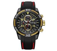 Haonb Men's Watches,Multifunctional Timing Calendar Sports Silica Gel Quartz Watch Personality Fashion Trend Black Black Face Adhesive Tape